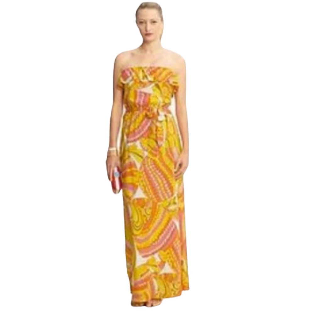 TRINA TURK COLLECTION Banana Republic Paisley Ruffle Silk Maxi Sleeveless Dress